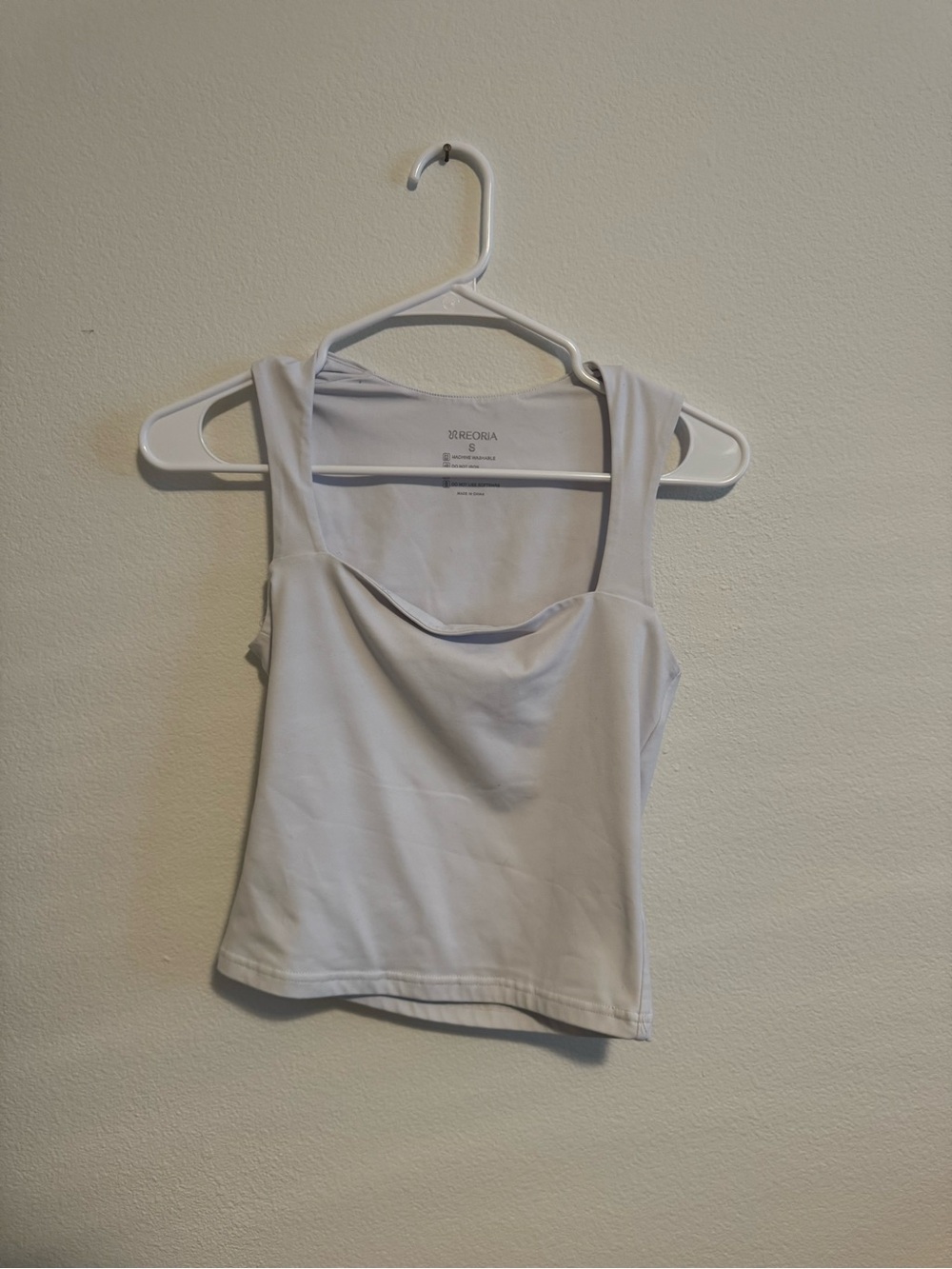 White Square Neck Tank